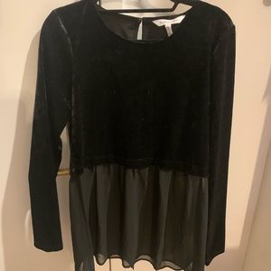 BCBG Generation Black Crush Velvet Long Sleeve Top size small